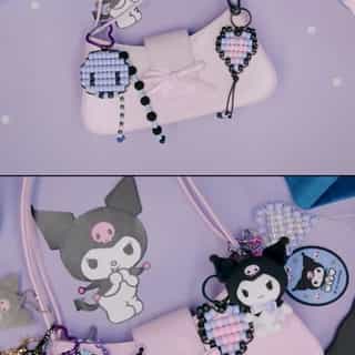 Add a little Kuromi ✨️charm✨️ to your favorite accessory! Find out how to make Kuromi bag charms on the #HelloKittyandFriends YouTube channel 💜 Link in bio.