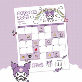 Manifest your best 💜 Start fresh this month with Kuromi 🗓 Link in bio to download your free monthly calendar.