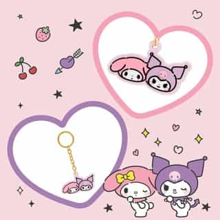 My Melody and Kuromi are now available as a limited-edition keychain! 🩷💜 Get our Friend of the Month gift FREE when you spend $50 or more in Sanrio stores and online - no code needed! Link in bio to shop. #MyMelody50th #Kuromi20th 