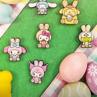 Hoppy collecting! 🐰💖 Try your luck with @figpinofficial’s Hello Kitty and Friends Mystery Mini Series 7 collectible pins to see which character you'll get. Link in bio to shop ✨
