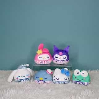 Sleepy time 🌙💤  Hello Kitty and Friends Celestial themed mystery box reversible plushies are available now! Link in bio.