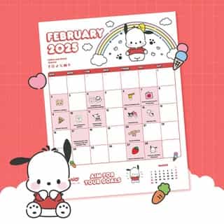 Aim for your goals! 🌟 Start fresh this month with Pochacco 🗓 Link in bio to download your free monthly calendar now. 