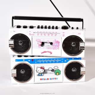Make some noise! 🎶❤️ Whether you go analog with a cassette or use the Bluetooth feature to play music from your phone, these Portable Boomboxes have you covered. Shop now at Sanrio.com. Link in bio.