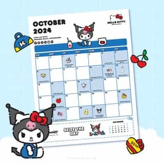 Start fresh this month with Kuromi 🗓 Download your free Friend of the Month calendar now on Sanrio.com! Link in bio.
