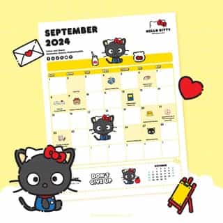Start fresh this month with Chococat 🗓 Download your free Friend of the Month calendar now on Sanrio.com! Link in bio.