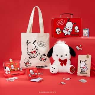 Happy 35th Anniversary, Pochacco ❤️✨  With a classic red & white color palette, this collection celebrates our fave sporty pup! Shop now at Sanrio.com. Link in bio.