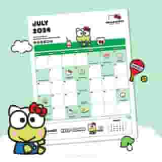 Start fresh this month with Keroppi 🗓 Download your free Friend of the Month calendar now on Sanrio.com! Link in bio.