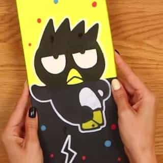 Make your own Badtz-maru skateboard for Go Skateboarding Day! 🛹 Learn how on the #HelloKittyandFriends YouTube channel! Link in bio.