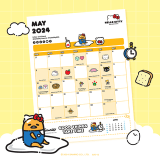 Start fresh this month with @Gudetama! 🗓 Download your free Friend of the Month calendar now! Link in bio.