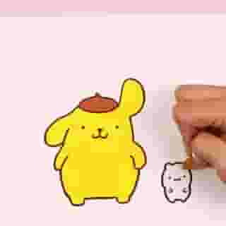 Draw Pompompurin and Muffin for some supercute DIY room decor! Watch on the #HelloKittyandFriends YouTube channel! Link in bio.⁠
