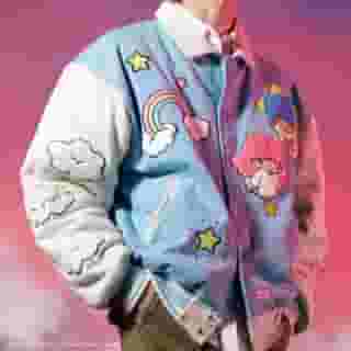 Sanrio style? Our favorite subject ✏️ ⭐️ Shop new varsity jackets from @dumbgood. Link in bio!