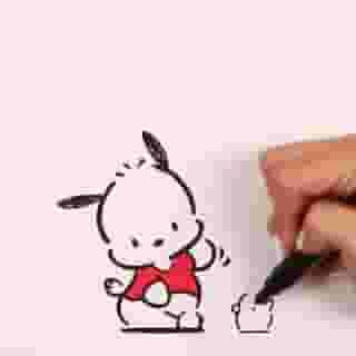 Learn how to draw Pochacco and his friend - Piyo - on the #HelloKittyandFriends YouTube channel! Link in bio!