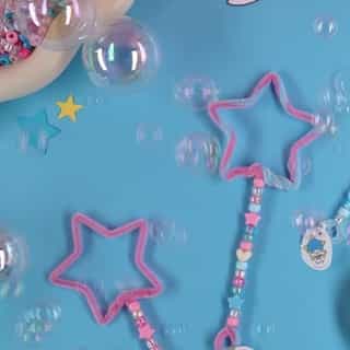 Make these supercute bubble wands to celebrate LittleTwinStars! 🌟 Learn more on the #HelloKittyandFriends YouTube channel. Link in bio!