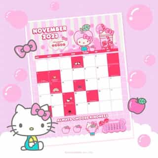 Say hello to a new month with @HelloKitty 🗓 Tap the link in bio to download the Friend of the Month calendar for November! #SanrioFOTM