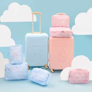It's time for a sweet adventure 🧳💖 Travel in style with Cinnamoroll and My Melody themed luggage sets! Link in bio to shop.