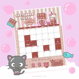 Say hello to a new month with #Chococat 🗓 Tap the link in bio to download the Friend of the Month calendar for September! #SanrioFOTM