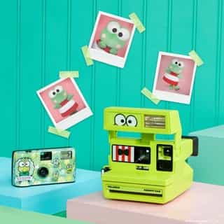 Keroppi Kam💚📸 Capture special moments with the new Keroppi 600 Polaroid and single use cameras in celebration of his 35th Anniversary! Link in bio to shop. #Keroppi35