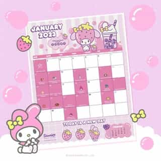 Say hello to a new month with #MyMelody 🗓💕 Tap the link in bio to download the Friend of the Month calendar for January! #SanrioFOTM