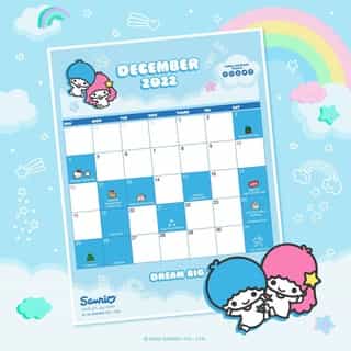 Say hello to a new month with #LittleTwinStars! 🌈🗓️ Tap the link in bio to download your Friend of the Month calendar for December! #SanrioFOTM