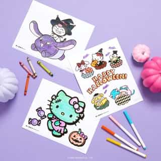 Celebrate Halloween with a super sweet craft! 🎃 Get coloring with downloadable Hello Kitty and Friends coloring pages available now! Link in bio.