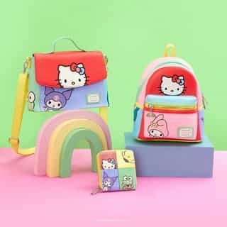 Add a splash of color to your outfit with the new Hello Kitty and Friends Color Block Collection from @loungefly! 🌈💕Link in bio to shop.