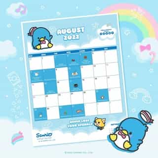 Say hello to a new month with #Tuxedosam 🗓💙 Tap the link in bio to download the Friend of the Month calendar for August! #SanrioFOTM