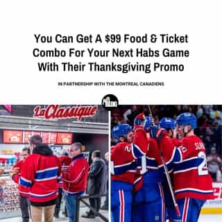 The Montreal Canadiens' Thanksgiving promotion is finally available. For only $99 get a ticket for a selected game and two hot dogs and a bag of chips. ⁠
⁠
A total value of more than $127. Hurry the offer is only valid until October 13th. Quantities are limited.⁠
⁠
Tap the link in @MTLBlog bio for all the details.⁠
⁠
mtlblog.co/hz3z⁠
⁠
📸: Courtesy of the @canadiensmtl⁠
⁠
#sponsored