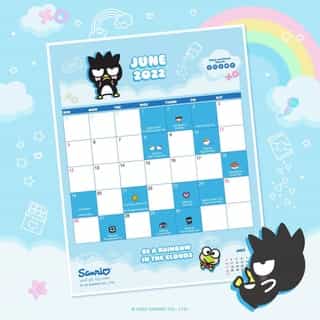 Say hello to a new month with #Badtzmaru 🗓🖤 Tap the link in bio to download the Friend of the Month calendar for June! #SanrioFOTM