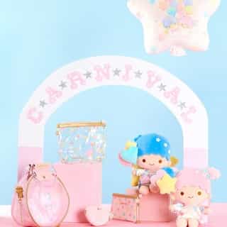 Up, up, and away! 🎈 Kiki and Lala take flight with a bouquet of sherbet-colored balloons in this magical #LittleTwinStars series 🌟 Link in bio to shop.