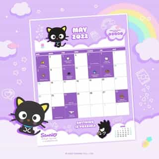 Say hello to a new month with #Chococat 🗓💜 Tap the link in bio to download the Friend of the Month calendar for May! #SanrioFOTM