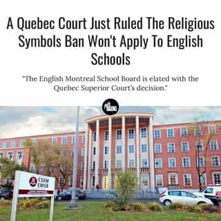 This means that teachers in English schools who wish to wear religious symbols won't be required to remove them.⁠
⁠
*Click the link in @mtlblog bio for the full story! ⁠
⁠
📸: English Montreal School Board ⁠
