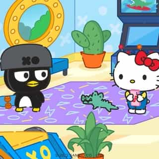 Badtz-maru needs someone to watch Pochi for the day! 🐊💖See what happens when Hello Kitty tries to tackle the list of to-do's Badtz has prepared for her in a NEW episode of Hello Kitty and Friends Supercute Adventures. 🌈 Link in bio