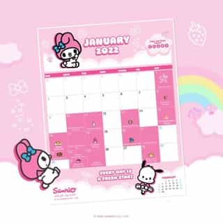 New year, new goals, new plans 🗓️💕 Who's ready for a sweet month with #MyMelody? Visit the link in bio to download your Friend of the Month calendar for January! #SanrioFOTM