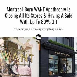 High-end Montreal-born fashion boutique WANT Apothecary is the latest casualty of what some call the "retail apocalypse." ⁠
⁠
*Click the link in @mtlblog bio for the full story! ⁠
⁠
📸: @wantapothecary⁠
⁠
⁠
