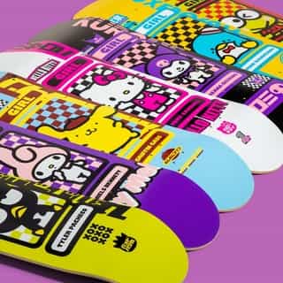 Race to the finish line with the new @girlskateboards x @HelloKitty and Friends collection! 🏁 The exclusive “Tokyo Speed” decks, apparel and accessories pair Girl riders with your favorite Sanrio friends. Link in bio to shop!