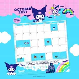 Say hello to a new month with #Kuromi! 🗓️🖤 Tap the link in bio to download your Friend of the Month calendar for October! #SanrioFOTM