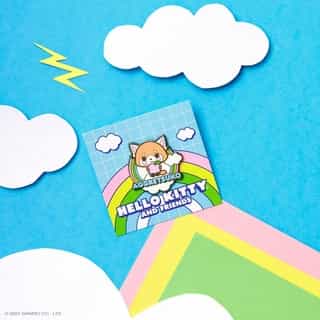 New month, new pin featuring @aggretsuko! 🌈💞 Get our collectible Friend of the Month pin FREE when you spend $40 or more in Sanrio stores and online - no code needed! Link in bio to shop. #SanrioFOTM