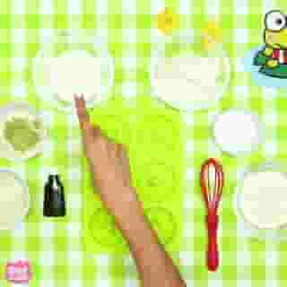 Who loves #Keroppi? 💚 Our silly friend from Donut Pond is the inspiration for the tasty treats we’re baking up today - vegan matcha donuts! 🍩 Head over to the #HelloKittyandFriends YouTube channel to follow along! Link in bio.