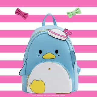 ✨NEW ARRIVAL✨ This dapper penguin is here to help you accessorize with adorable alternative bow ties to snap on! 🎀 💙 Tap the link in bio to shop the limited edition #Tuxedosam bag collection by @loungefly.⁠